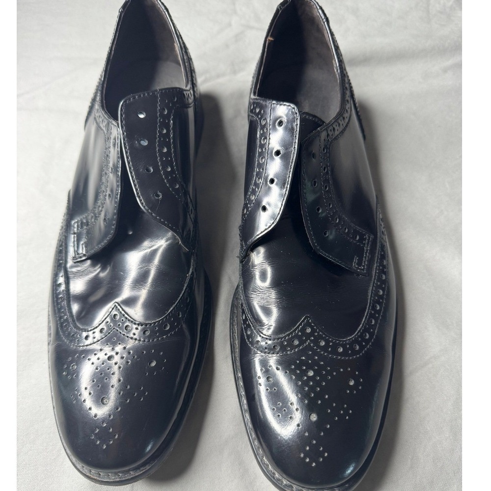 John Varvatos USA Black Leather Wingtip Brogue Oxford Shoes Men's 10M